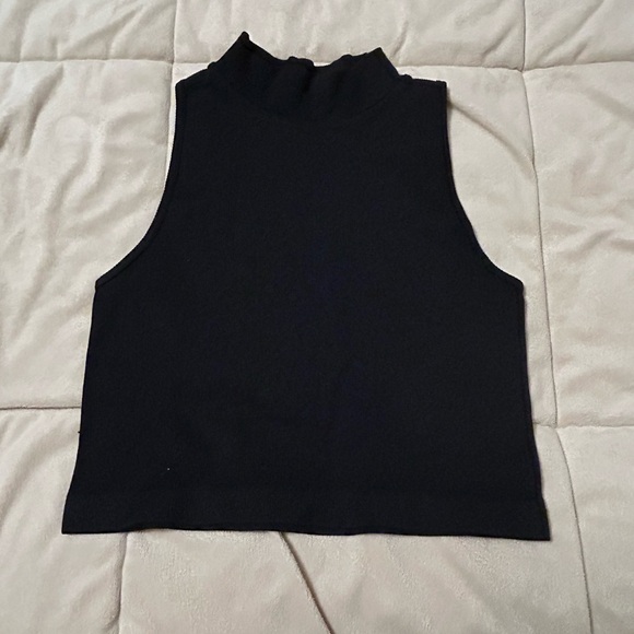 SHEIN Tops - Aura Black Ribbed Mock Neck Crop Top NWOT